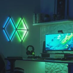 Nanoleaf Lines Smarter Kit Multi-Color Modular Backlit LED Wall Light Bars Gaming And Entertainment (9 Light Bars) -Lamp Parts nanoleaf wall light panels nl59 k 0003lw 9pk 4f 1000