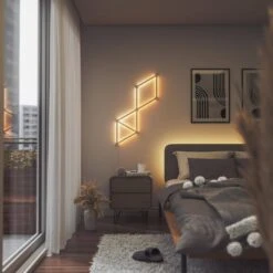 Nanoleaf Lines Smarter Kit Multi-Color Modular Backlit LED Wall Light Bars Gaming And Entertainment (9 Light Bars) -Lamp Parts nanoleaf wall light panels nl59 k 0003lw 9pk 77 1000