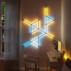 Nanoleaf Lines Smarter Kit Multi-Color Modular Backlit LED Wall Light Bars Gaming And Entertainment (9 Light Bars) -Lamp Parts nanoleaf wall light panels nl59 k 0003lw 9pk d4 1000