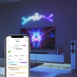 Nanoleaf Lines Smarter Kit Multi-Color Modular Backlit LED Wall Light Bars Gaming And Entertainment (9 Light Bars) -Lamp Parts nanoleaf wall light panels nl59 k 0003lw 9pk e1 1000
