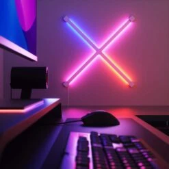 Nanoleaf Lines 90 Deg. Smarter Kit Modular Color-Changing Backlit Smart Light Bars RGBW (4 LED Bars) -Lamp Parts nanoleaf wall light panels nl59k03 4sn00 1d 1000