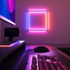Nanoleaf Lines 90 Deg. Smarter Kit Modular Color-Changing Backlit Smart Light Bars RGBW (4 LED Bars) -Lamp Parts nanoleaf wall light panels nl59k03 4sn00 a0 1000