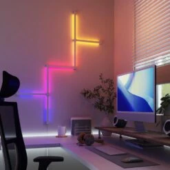 Nanoleaf Lines 90 Deg. Smarter Kit Modular Color-Changing Backlit Smart Light Bars RGBW (4 LED Bars) -Lamp Parts nanoleaf wall light panels nl59k03 4sn00 c3 1000