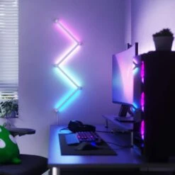 Nanoleaf Lines 90 Deg. Smarter Kit Modular Color-Changing Backlit Smart Light Bars RGBW (4 LED Bars) -Lamp Parts nanoleaf wall light panels nl59k03 4sn00 e1 1000