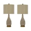 25.75 In. Pair Of Natural Beige Woven Faux Rope Table Lamps With Designer Shades And Finials -Lamp Parts natural beige fangio lighting table lamps w 6315 2pk 64 1000