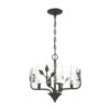 Golden Lighting Bloem 60-Watt 4-Light Natural Black Drum Pendant Light With Hammered Water Glass And No Bulbs Included