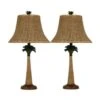 Pair Of 25 In. Natural/Green Pineapple Cast Table Lamps With Designer Rattan Shades -Lamp Parts natural green fangio lighting table lamps w 6313 2pk 64 1000