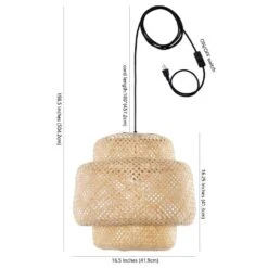 Safavieh Klara 4-Watt 1-Light Natural Pendant Light With Rattan Shade -Lamp Parts natural safavieh pendant lights pnd4128a 1f 1000