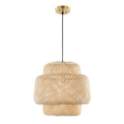 Safavieh Klara 4-Watt 1-Light Natural Pendant Light With Rattan Shade -Lamp Parts natural safavieh pendant lights pnd4128a c3 1000