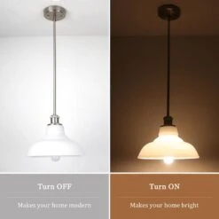 1 Light Nickel Modern Pendant Light With Milky White Glass Shade,No Bulbs Included -Lamp Parts nickel adsensty pendant lights hd5 1 sn d00110 1d 1000