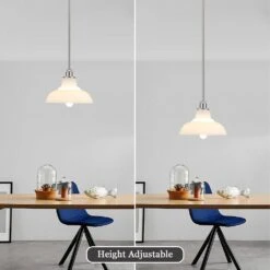 1 Light Nickel Modern Pendant Light With Milky White Glass Shade,No Bulbs Included -Lamp Parts nickel adsensty pendant lights hd5 1 sn d00110 40 1000