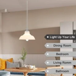 1 Light Nickel Modern Pendant Light With Milky White Glass Shade,No Bulbs Included -Lamp Parts nickel adsensty pendant lights hd5 1 sn d00110 4f 1000