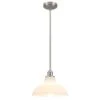 1 Light Nickel Modern Pendant Light With Milky White Glass Shade,No Bulbs Included -Lamp Parts nickel adsensty pendant lights hd5 1 sn d00110 64 1000
