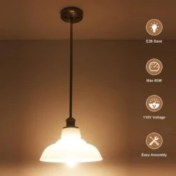 1 Light Nickel Modern Pendant Light With Milky White Glass Shade,No Bulbs Included -Lamp Parts nickel adsensty pendant lights hd5 1 sn d00110 c3 1000