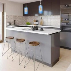 1-Light Cylinder Nickel Hand Blown Blue Seeded Glass Shade Pendant (Pack Of 2) -Lamp Parts nickel gambit hand blown glass llc pendant lights 330212 4f 1000