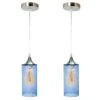 1-Light Cylinder Nickel Hand Blown Blue Seeded Glass Shade Pendant (Pack Of 2) -Lamp Parts nickel gambit hand blown glass llc pendant lights 330212 64 1000