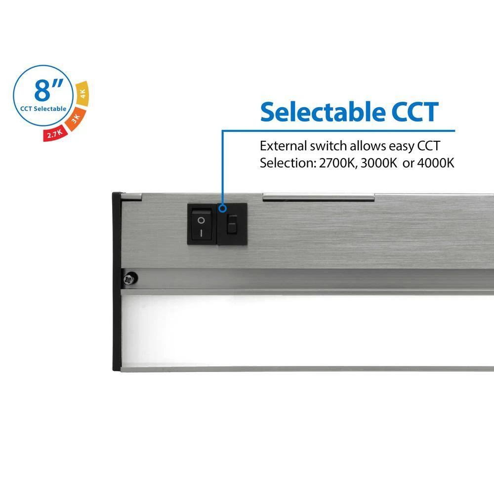 NUC-5 Series 8 In. Nickel Selectable LED Under Cabinet Light 10 NUC-5 Series 8 In. Nickel Selectable LED Under Cabinet Light - Image 8
