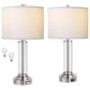 26.5 In. H Nickel Touch Control Table Lamps Set Of 2 With USB Ports, 3-Way Dimmable Nightstand Lamp With 2 LED Bulbs -Lamp Parts nickel table lamps tzt p272 427 64 1000