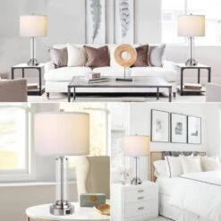 26.5 In. H Nickel Touch Control Table Lamps Set Of 2 With USB Ports, 3-Way Dimmable Nightstand Lamp With 2 LED Bulbs -Lamp Parts nickel table lamps tzt p272 427 76 1000