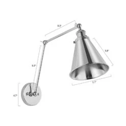 Nickel Swing Arm Adjustable Wall Lamps Hardwired Light Fixture Up Down Metal Shade (Set Of 2) -Lamp Parts nickel wall lamps wbwl y036 ch 4f 1000