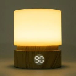 0.3-Watt Wood Modern Dimmable Touch Tap Light Integrated LED Cylindrical Night Light, 3000K -Lamp Parts night lights jzuc6i 000400 c3 1000