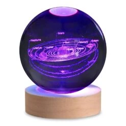 3.15 In. Color Changing 3D Floating Solar System 1.5-Watt T10 Integrated LED Crystal Orb Light