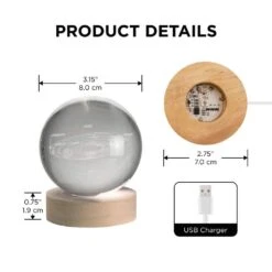 3.15 In. Color Changing 3D Floating Solar System 1.5-Watt T10 Integrated LED Crystal Orb Light -Lamp Parts night lights lh ml158 999 fa 1000