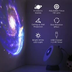 USB Powered HD Lens Planetarium Integrated LED Night Light Bulb Projector With 6-Changeable Slides -Lamp Parts night lights lh ml161 999 4f 1000