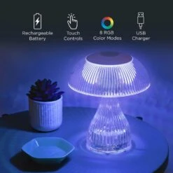 7.1 In. Rechargeable RGB Night Light Bulb Mushroom Crystal Lamp With USB Charging Cable 11 7.1 In. Rechargeable RGB Night Light Bulb Mushroom Crystal Lamp With USB Charging Cable -Lamp Parts night lights lh ml163 999 4f 1000