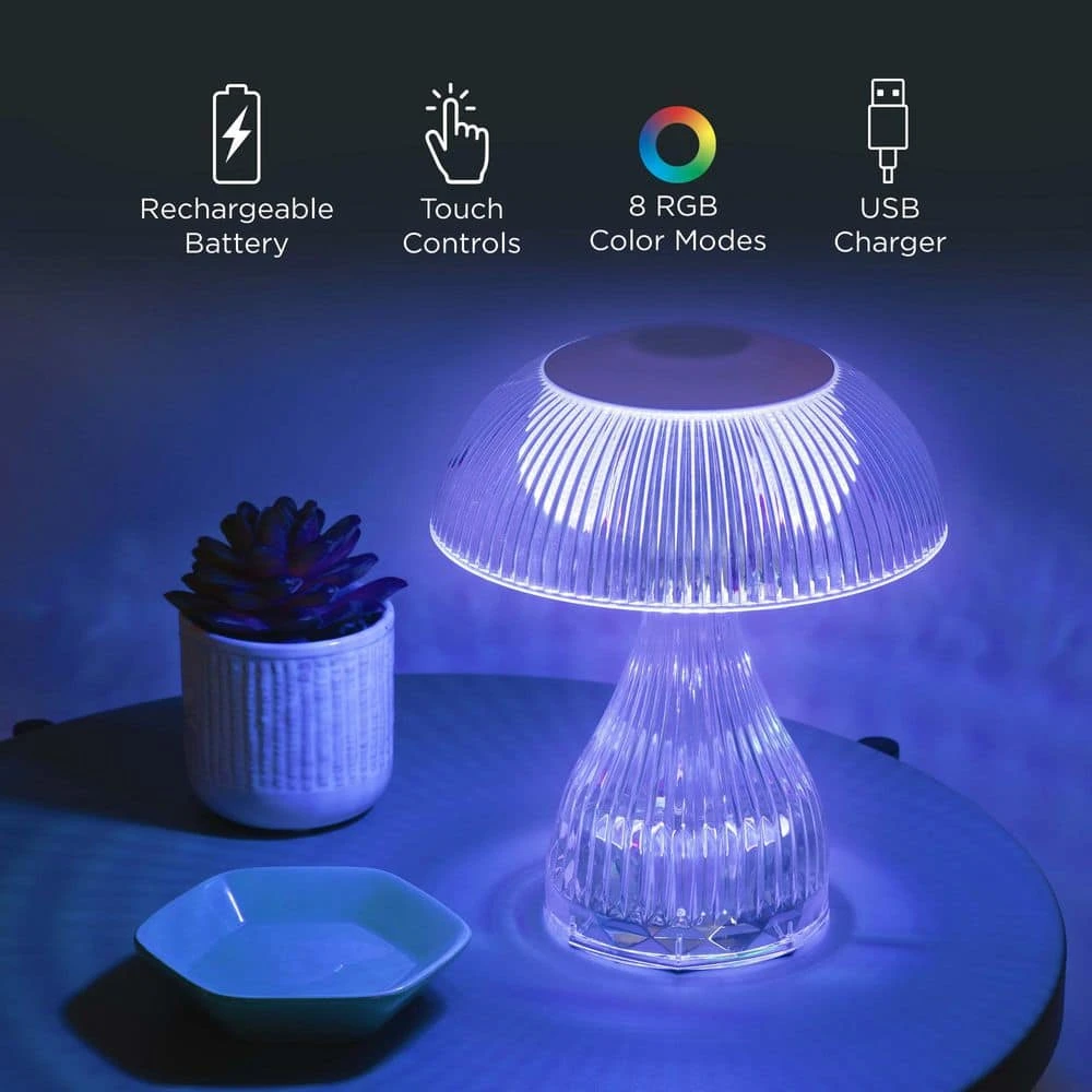 7.1 In. Rechargeable RGB Night Light Bulb Mushroom Crystal Lamp With USB Charging Cable 5 7.1 In. Rechargeable RGB Night Light Bulb Mushroom Crystal Lamp With USB Charging Cable - Image 3
