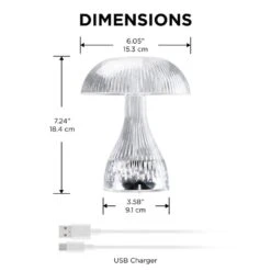 7.1 In. Rechargeable RGB Night Light Bulb Mushroom Crystal Lamp With USB Charging Cable 15 7.1 In. Rechargeable RGB Night Light Bulb Mushroom Crystal Lamp With USB Charging Cable -Lamp Parts night lights lh ml163 999 76 1000