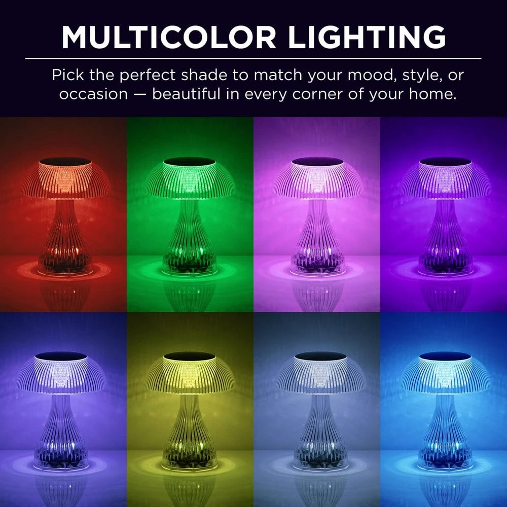 7.1 In. Rechargeable RGB Night Light Bulb Mushroom Crystal Lamp With USB Charging Cable 8 7.1 In. Rechargeable RGB Night Light Bulb Mushroom Crystal Lamp With USB Charging Cable - Image 6
