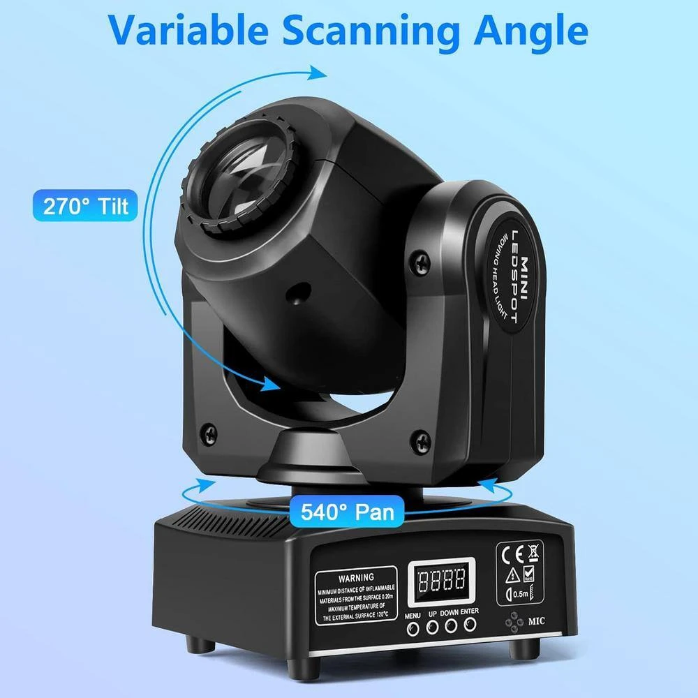 Moving Head Stage Lights 8 Gobos 8 Colors 11 Channels With Sound Activated (2-pack) 5 Moving Head Stage Lights 8 Gobos 8 Colors 11 Channels With Sound Activated (2-pack) - Image 3