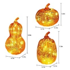 3-Piece Glass LED Lighted Pumpkin Decor With Timer -Lamp Parts novelty lights 22lamps 005 4f 1000
