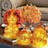 3-Piece Glass LED Lighted Pumpkin Decor With Timer -Lamp Parts novelty lights 22lamps 005 64 1000