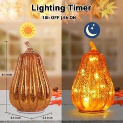 2-Piece Glass LED Lighted Pumpkin Decor With Timer -Lamp Parts novelty lights 22lamps 006 1f 1000