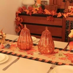 2-Piece Glass LED Lighted Pumpkin Decor With Timer -Lamp Parts novelty lights 22lamps 006 31 1000