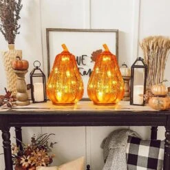 2-Piece Glass LED Lighted Pumpkin Decor With Timer -Lamp Parts novelty lights 22lamps 006 fa 1000