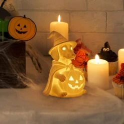Halloween Glowing Dachshund & French Bulldog Ghost Dog Figurine Nightlight -Lamp Parts novelty lights 22lamps 007 1f 1000