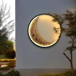 25 In. H 3D Aluminum Moon Indoor And Outdoor Wall Lamp With Remote Control And Timming Function -Lamp Parts novelty lights 27csa11 3021 66 1000