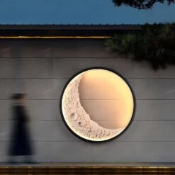 25 In. H 3D Aluminum Moon Indoor And Outdoor Wall Lamp With Remote Control And Timming Function -Lamp Parts novelty lights 27csa11 3021 76 1000