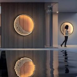 25 In. H 3D Aluminum Moon Indoor And Outdoor Wall Lamp With Remote Control And Timming Function -Lamp Parts novelty lights 27csa11 3021 c3 1000