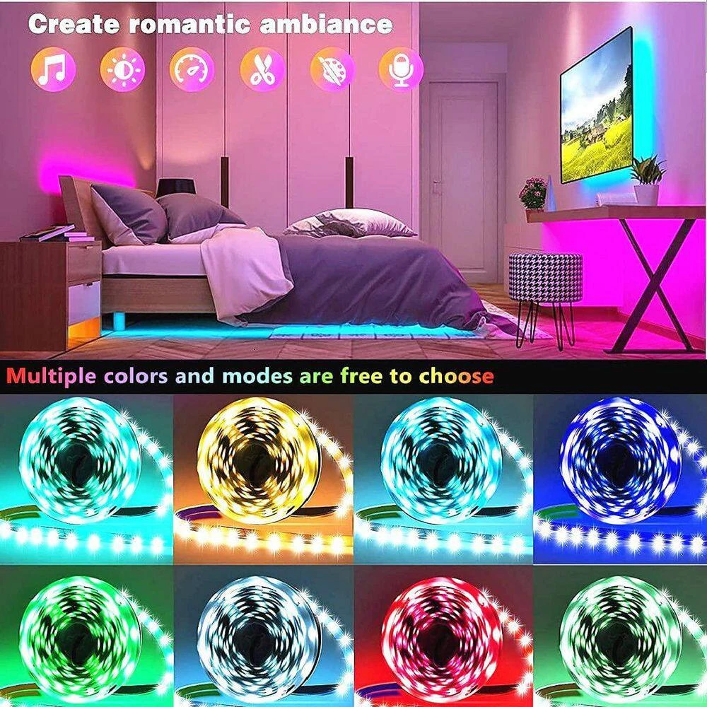 LED Strip Lights 2.3 In. Outdoor RGB Color Changing With Music Sync And Remote Control For Room Decoration 4 LED Strip Lights 2.3 In. Outdoor RGB Color Changing With Music Sync And Remote Control For Room Decoration - Image 2