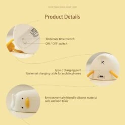 Duck Series 2.60 In. Yellow Silicone LED Lamp With Dimmable Night Light For Nursery Bedroom And Office -Lamp Parts novelty lights 27isa17342 fa 1000