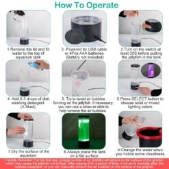 11 .22 In. H Jellyfish Lava Lamp Multicolor Changing Mood Night Light USB Electric Desk Tank Decoration Lamp Home Office -Lamp Parts novelty lights c d0102h74f6x 44 1000