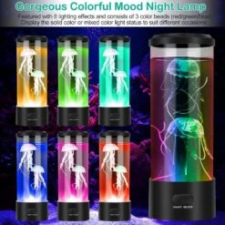 11 .22 In. H Jellyfish Lava Lamp Multicolor Changing Mood Night Light USB Electric Desk Tank Decoration Lamp Home Office -Lamp Parts novelty lights c d0102h74f6x 4f 1000