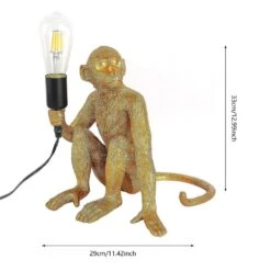 12.5 In. Gold Retro Decorative Desk Resin Sitting Monkey Table Lamp -Lamp Parts novelty lights hg bkfyl 2986 c3 1000