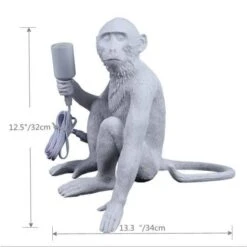 12.5 In. White Retro Decorative Desk Resin Sitting Monkey Table Lamp -Lamp Parts novelty lights hg bkfyl 3983 76 1000