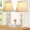 24 In. Traditional Table Lamp (Set Of 2), Rustic Farmhouse Bedside Lamps With 3-Color Temperature LED Bulbs-Oatmeal -Lamp Parts oatmeal ltemziiy table lamps ts034 64 1000