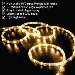 50 Ft. Indoor/Outdoor Warm White Plug-In Integrated LED Rope Light (1-Pack) -Lamp Parts objlgev rope lights 27isa17042 4f 1000